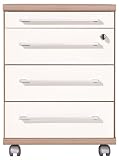 Produkt-Bild: Germania 1086-20 Rollcontainer "Vision", 4 Schub davon 1 abschlie&szlig;bar, Nussbaum-Royal-Nb. / Crema Glanz