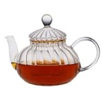 Glass Teapot with Infuser and Decorative Ribbed Design