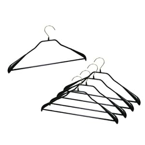 【クリックで詳細表示】すべり落ちない MAWAハンガー スーツ・コート用 ボディーフォームバー付き Mサイズ 5本セット ブラック 4431