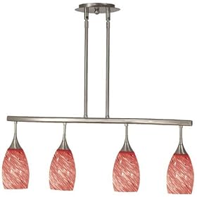 Kenroy Home Medici Brushed Steel w  Lava Glass Four-Light Trestle Pendant from Lava Lamps