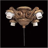 French Curl Four Bulb Universal Ceiling Fan Light Kit in Antique Pecan 41 fjyaUAEL. SL160 French Curl Four Bulb Universal Ceiling Fan Light Kit in Antique Pecan
