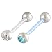 14g 14 gauge 1.6mm , 5/8 inch 16mm long - Flexible Acrylic tongue bars tounge nipple barbell rings b