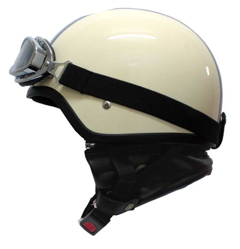 送料無料 バイク用 ヘルメット ◎ゴーグル付き コンバット ヘルメット （アイボリー）
