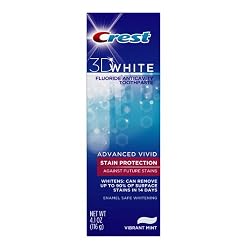 Crest 3D White Advanced  Vivid Fluoride Toothpaste, Vibrant Mint, 4.1-Ounce Tubes (Pack of 4)