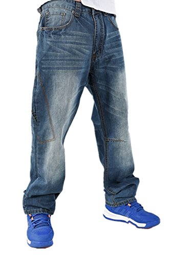 QBO Men's Relax Cool Hip-Hop Steet Style Denim Pants Jeans