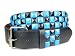 Snap On Punk Rock Black & Azure Blue Star Studded Checker Board Pattern Leather Belt