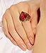 Lingstar(TM) Retro Bronze Red Heart Ring Vintage Palace Angel Wings Adjustable Sizes