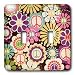 Lee Hiller Designs 60s Retro Print - Retro 60s Colorful Flower Power Peace Symbol Print - Light Switch Covers - double toggle switch