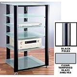 Glass and Steel 6 Shelf Audio Visual Stand (Black) (49 1/4H x 26 W x 25 3/8 D)