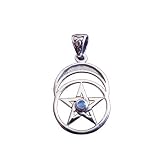 Small Moon Pentacle Pendant With Rainbow Moonstone