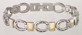 Sabona 22575 Silver Horseshoe Duet Magnetic Bracelet, Large