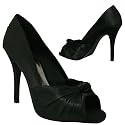 New Womens Black Satin Platform Peep Toe Party Heel Sandal Shoes