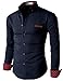 H2H Mens Casual Slim Fit Oxford Button Down Shirts with Chest Pocket