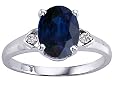 2.16 cttw Genuine Oval Sapphire and Diamond Ring - 14kt White or Yellow Gold