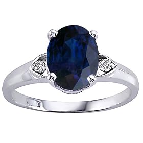 2.16 cts Genuine Oval Sapphire and Diamond Ring - 14kt White or Yellow Gold by Finejewelers