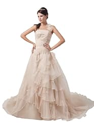 Organza/Satin/Tulle Corset   Waistline Floral Print Tiered Ruched Applique Halter  Dress with a Court Train 