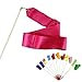 Voberry Dancing Ribbon Streamer Gym Rhythmic Rod Art Gymnastic Ballet Twirling Stick 4M (Rose)