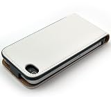 Kobert Leder Flip Case iPhone 4 4S Tasche Hülle Ledertasche iPhone 4S 4 Schutzhülle in weiß mit Magnet Verschluss