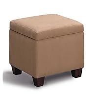 Microfiber Modern Cube Storage Footstool / Ottoman with Wood Legs