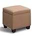 Beige Microfiber Modern Cube Storage Footstool / Ottoman with Wood Legs