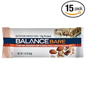 Balance BARE Bar Trail Mix Bar, Cinnamon Oats and Honey, 1.76-Ounce Bars (Pack of 15)