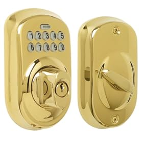 Click here to buy Schlage Plymouth Deadbolt Keypad, Bright Brass #BE365VPLY505 by Shlage.