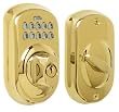 Schlage BE365VPLY505 Plymouth Keypad Deadbolt, Bright Brass