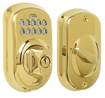 Schlage BE365VPLY505 Plymouth Deadbolt Keypad, Bright Brass
