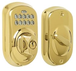 Schlage BE365VPLY505 Plymouth Keypad Deadbolt, Bright Brass