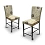 Set of 2 New Parson Bar Stools Chairs Off White Beige - Floral Print and Cappuccino / Espresso Finish Legs