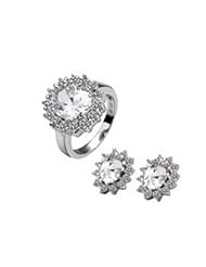 XiangGang ShaoGi 18k White Gold, Round Diamond Ball Fashion Sets, White And Rose Red - 18 inch