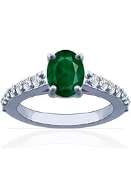 Platinum Oval Cut Emerald Ring With Sidestones