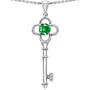 Candygem 14k Gold Key to my Heart Love Key Pendant with Lab Created Round Eme...