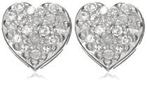 9ct White Gold 0.10ct Diamond Heart Stud Earrings