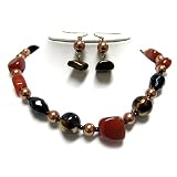 41 gNqMk20L. SL160  Red Gold Black Mixed Stone and Glass Beads Necklace and Earrings Set Fashion Jewelry