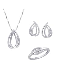 Diamond Fashion Jewelry Set in Sterling Silver (0.13 cttw)