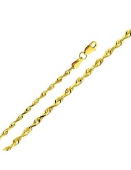 14K Yellow Gold 2.5mm Diamond-Cut Solid Rope Chain Necklace 20"