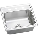 Elkay LR1919PD3 18 Gauge Stainless Steel 19.5 x 19 x 7.5 Single Bowl Top Mount Kitchen Sink Kit with