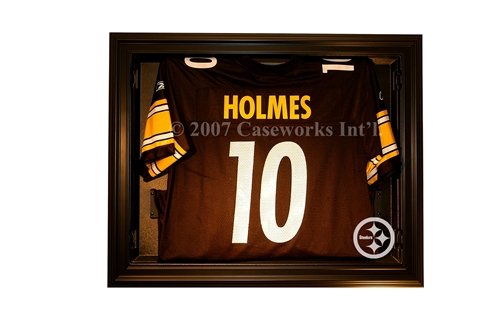 Pittsburgh Steelers Football Jersey Display Case with Removable Face and Black Finish Frame