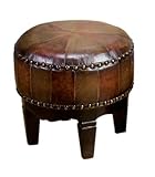 Review SHOPZEUS  / Round Brown Italian Leather Foot Stool
