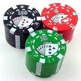 Metal 3 Part Poker Chip Grinder (Large Various Colors) Heavy Duty with Pollen Catcher