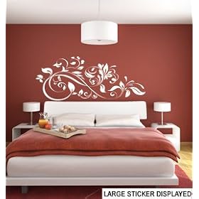 Decorative Floral Motif ( Flower Leaf Leaves Tree Abstract ) Wall Art Vinyl Stickers, Living Room, Office, Bedroom, Sizes and Colours Available, Apply in 5 minutes, FREE Applicator, Easy Peel - - PLEASE CHOOSE YOUR SIZE & COLOUR USING DROP DOWN MENU - - - Large 118cm x 56cm White