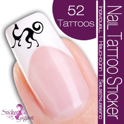 Nail Tattoo Sticker Katze - schwarz Preisvergleich