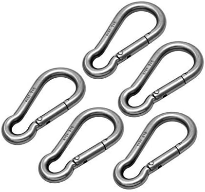 Hamma 5 Pack Carabina / Carabiner / Carbine Clip 5mm x 50mm - A4 316 Stainless Steel Marine Grade by Structural Dynamics