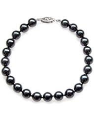 PremiumPearl 7.5-8mm Black Akoya Cultured Pearl Bracelet AA+ Quality with Yellow Gold Standard Clasp, 7" Length