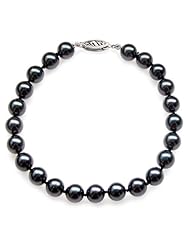 PremiumPearl 7-7.5mm Black Akoya Cultured Pearl Bracelet AAA Quality with Yellow Gold Standard Clasp, 7" Length