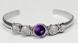 Sterling Silver Genuine Stone Cuff Bracelet with your choice of stones