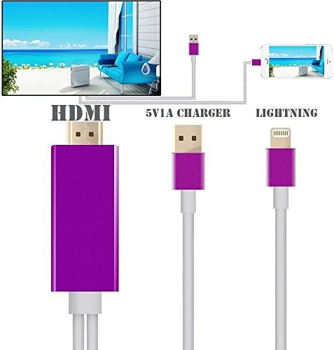 Shenfan 2016New IPhone to Hdtv Cable,6ft Hdmi Cable for Iphone 5 5s 6 6s 6plus 6s Plus Not for Ipad MHL Lightning to Hdmi for Tv or Car Hdmi Cable 1080p High Quality purple