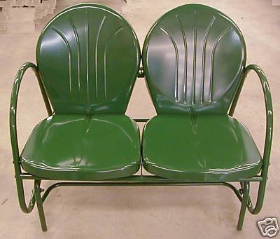 Metal 2 Seat Retro Tulip Lawn Glider - Hunter Green Metal 2 Seat Retro Tulip Lawn Glider - Hunter Green