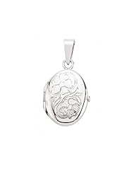 Sterling Silver Engraved Oval Locket with 18 inch chain - S00424 - 22mm x 16mm